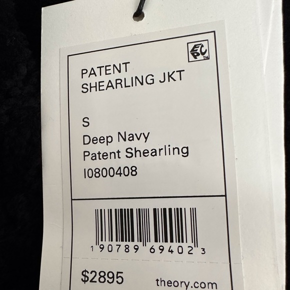 NWT Theory Patent Leather Shearling Jacket. Size small. - Picture 5 of 5